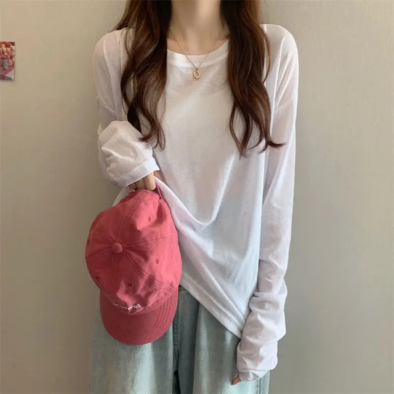 Korean Style Mesh Long Sleeve Cover Up Top