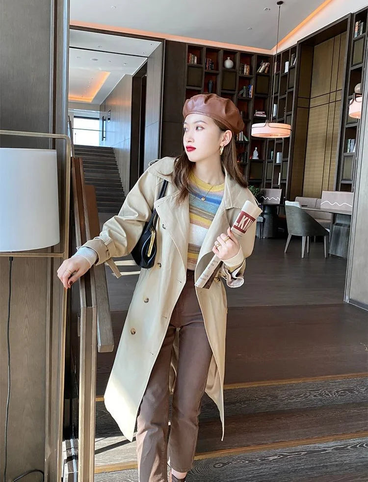 Korean Style Striped Long Sleeve Top - Women's Slim Fit T-Shirt