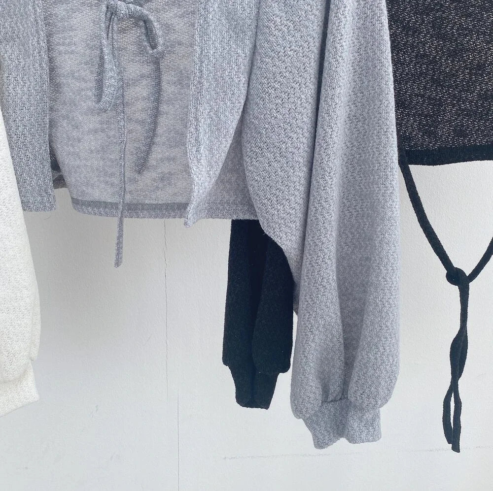 Korean Style White Cardigan - Women's Summer Lightweight Lace-Up Knitwear