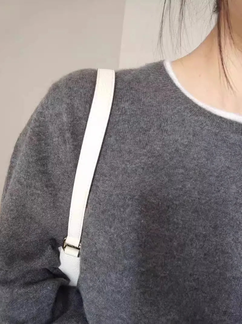 Korean Style Pure Cashmere Jumper - Women's Oversized Knit Sweater