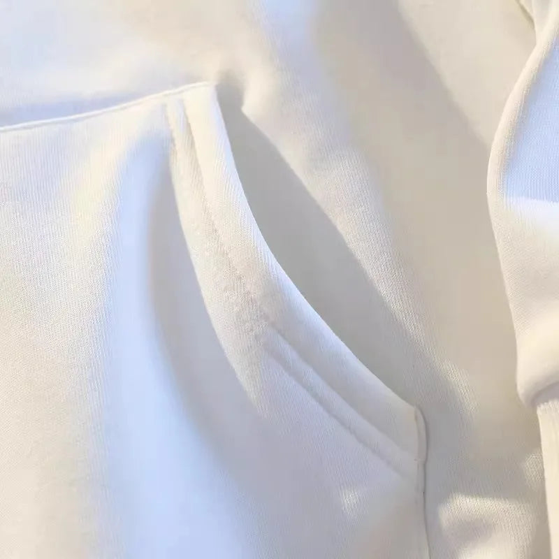 Korean Style Oversized Hoodie - Women's Grey & White Pullover Sweatshirt