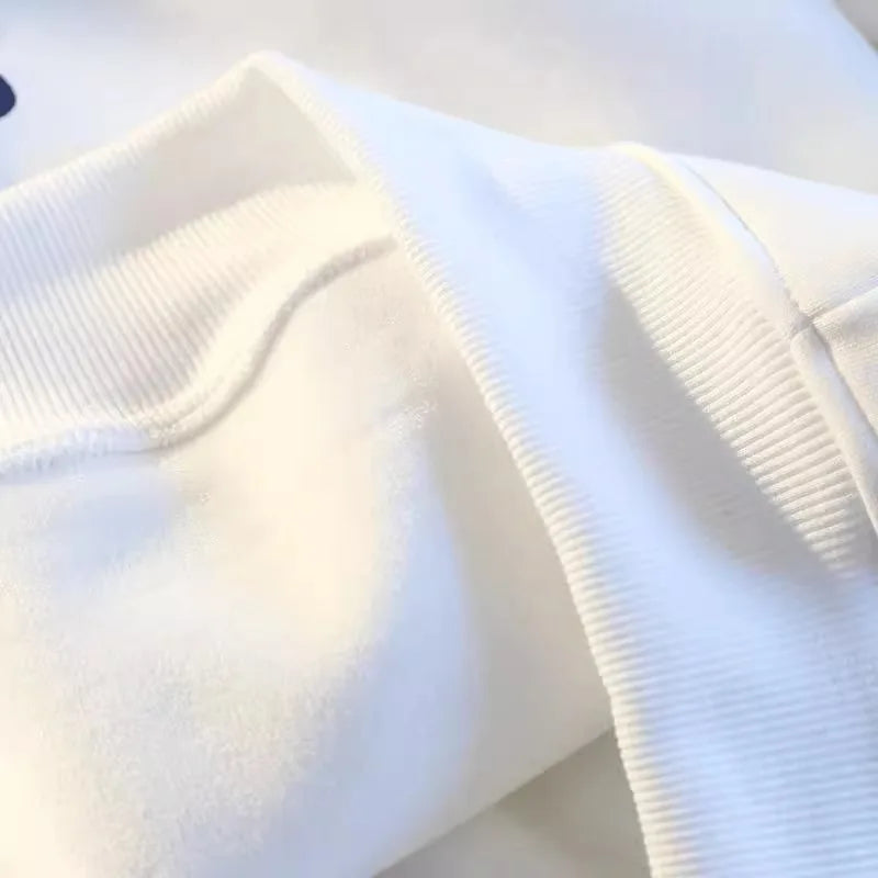 Korean Style Oversized Hoodie - Women's Grey & White Pullover Sweatshirt