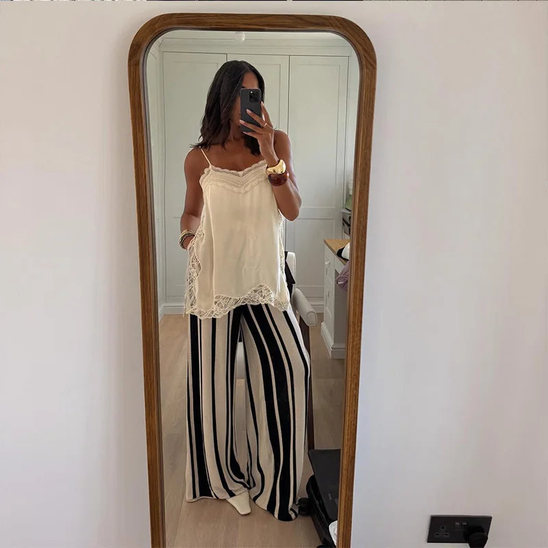 Korean Style Lace Cami Top - Elegant Sleeveless Square Neck Blouse