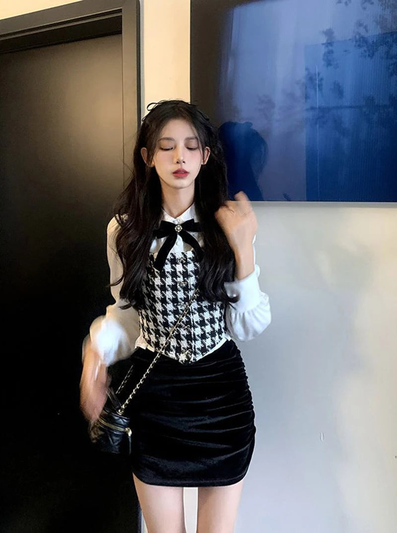 Korean Style White Lace Blouse - Elegant Peter Pan Collar Shirt with Bow Detail