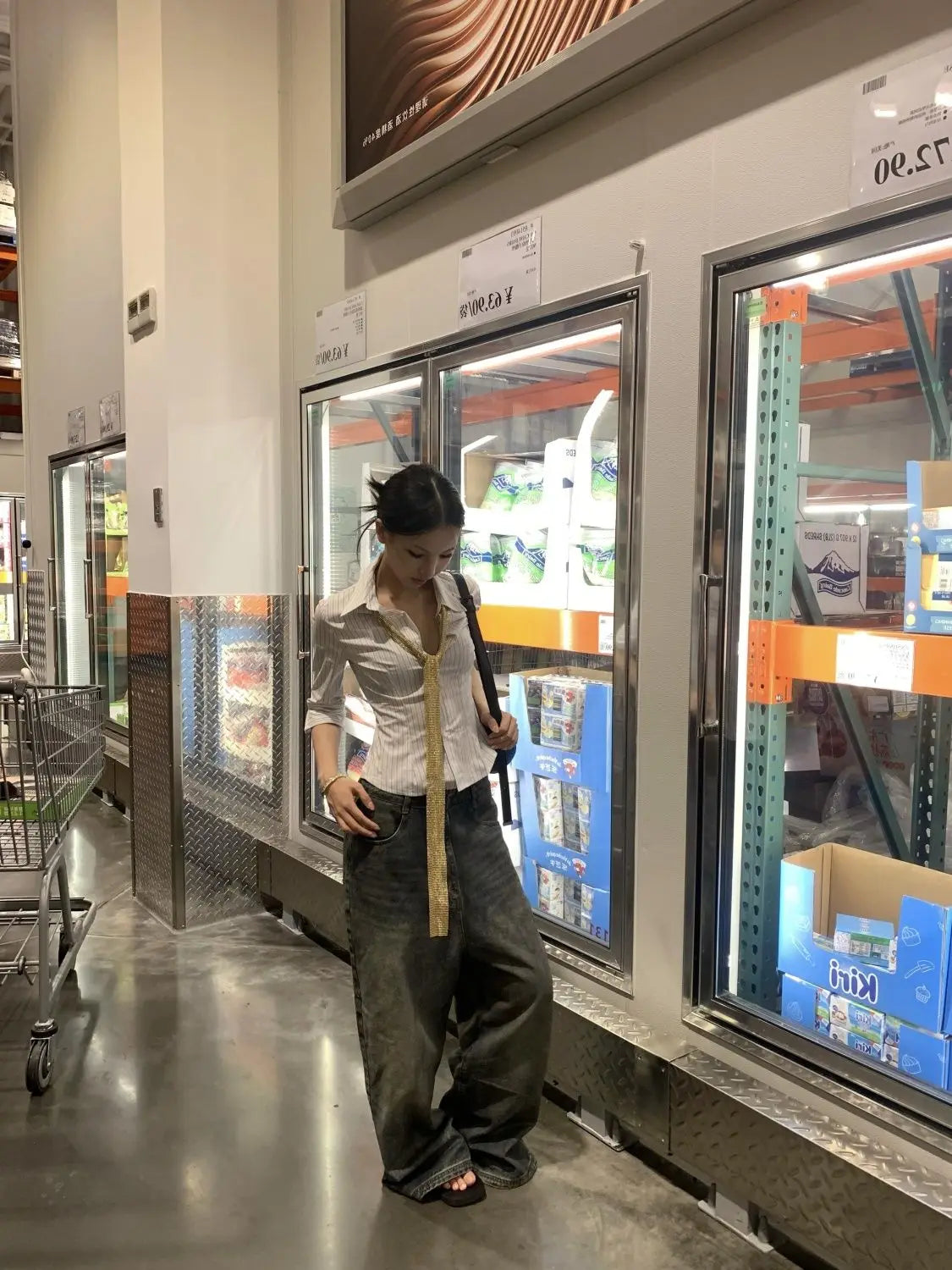 Korean Style Striped Shirt - Women's Half Sleeve Blouse