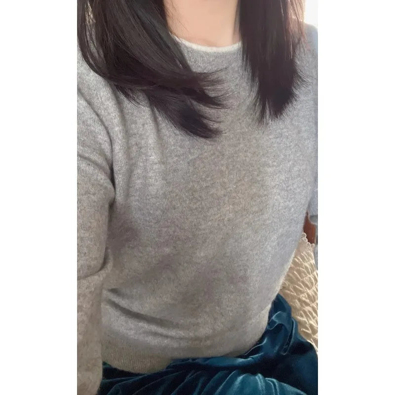 Korean Style Pure Cashmere Jumper - Women's Oversized Knit Sweater