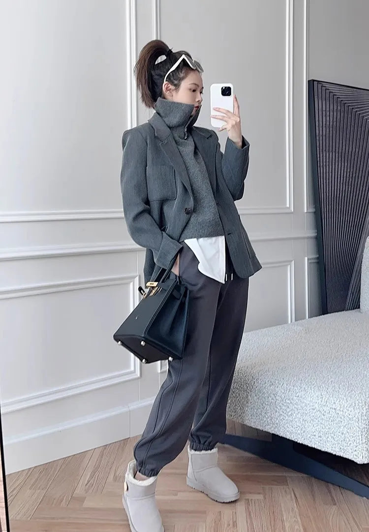 Korean Style Cashmere Turtleneck Vest - Sleeveless Knit Jumper Top