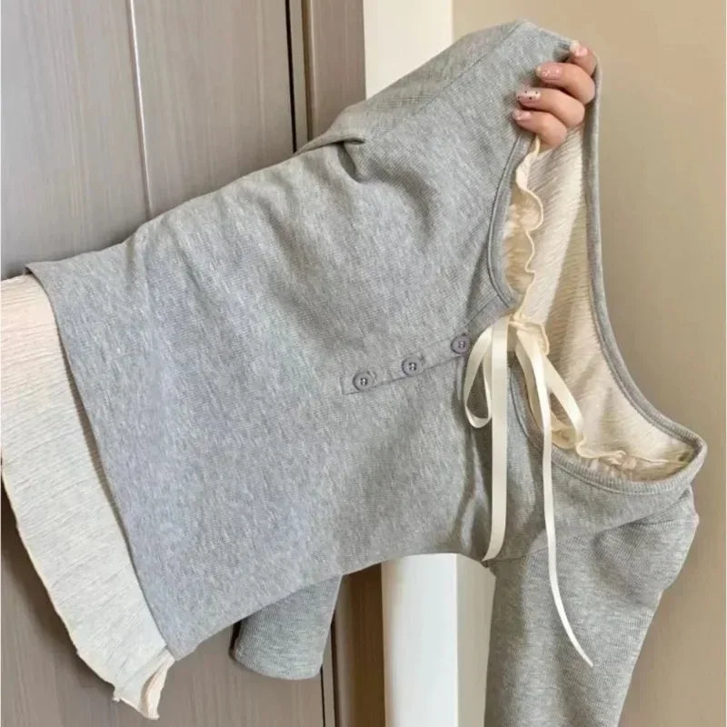 Korean Style Slim Fit Crop Top - Long Sleeve Bodycon Blouse for Women