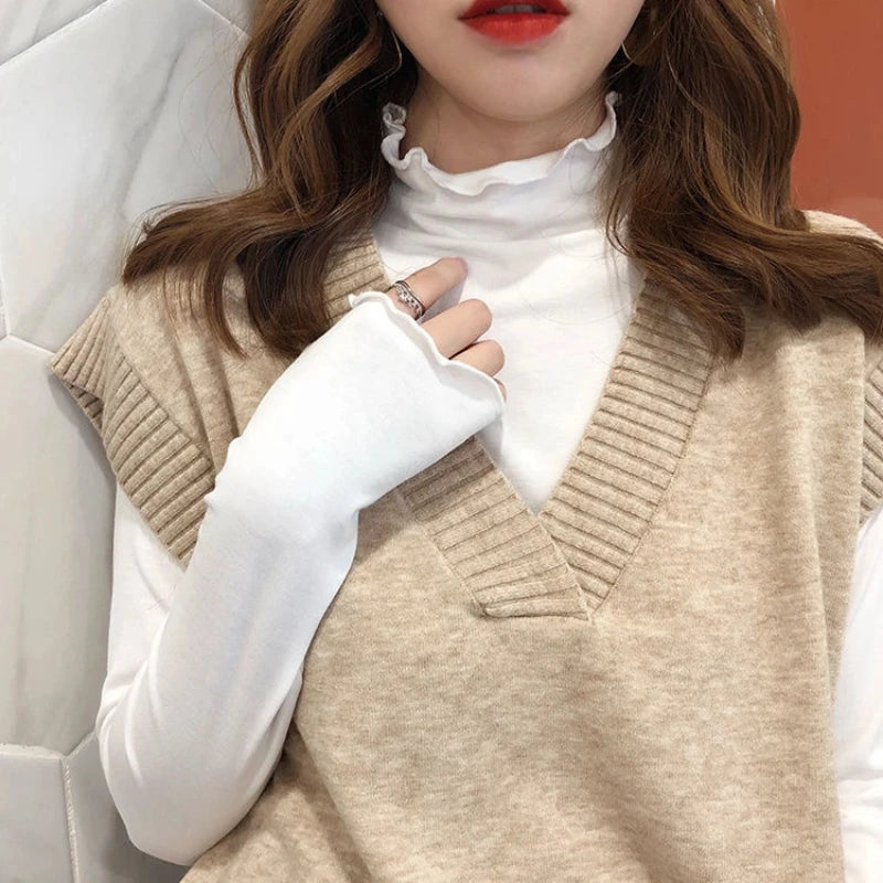 Korean Style Long Sleeve T-Shirt - Women's Casual Crew Neck Top