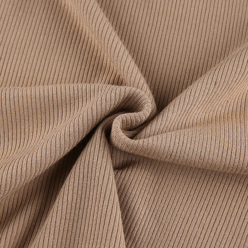 Korean Style Nude Turtleneck Cropped Top - Long Sleeve Fitted T-Shirt