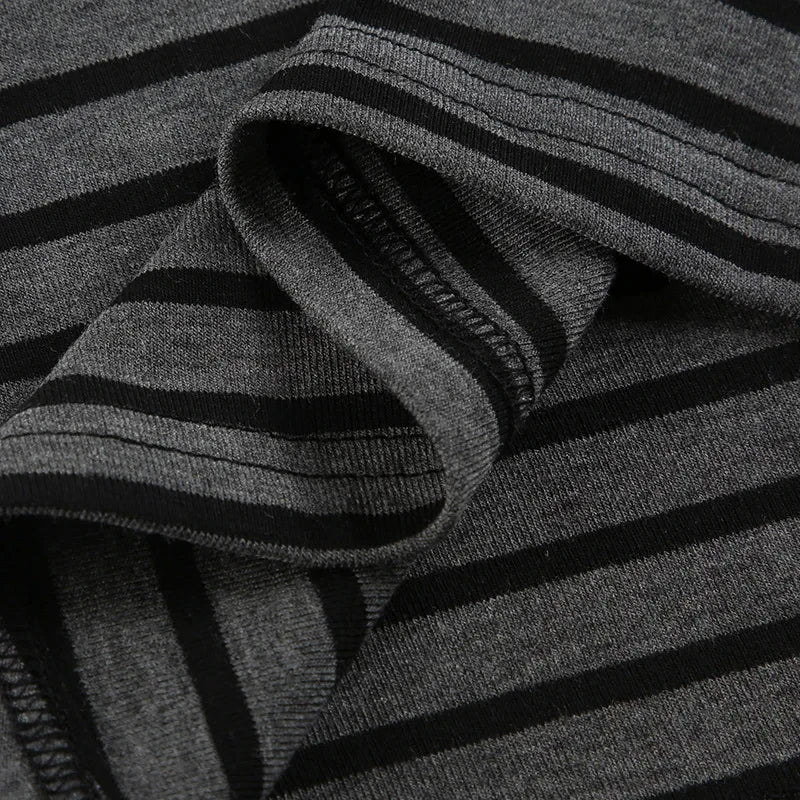 Korean Style Striped Long Sleeve T-Shirt - Women's Slim Fit Top