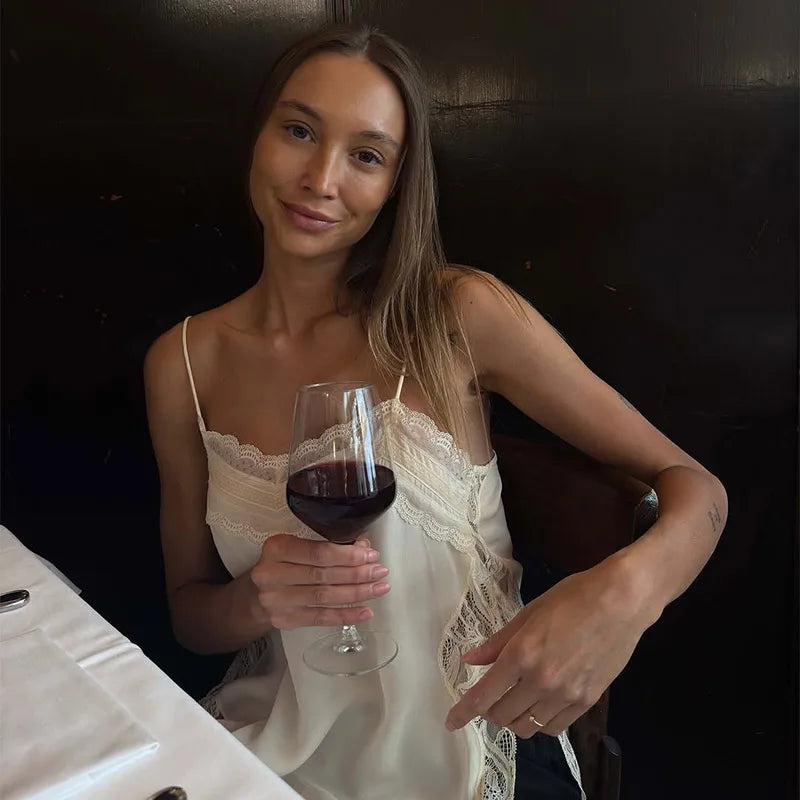 Korean Style Lace Cami Top - Elegant Sleeveless Square Neck Blouse