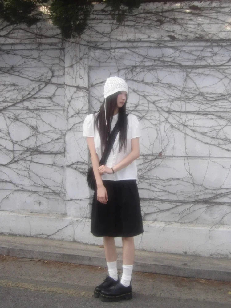 Korean Style High Waist A-Line Skirt - Elegant Mini Skirt for Women