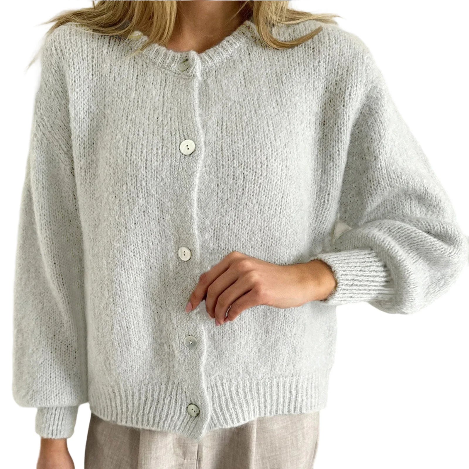 Korean Style Women's Cropped Knit Cardigan - Y2K Vintage Button-Up Sweater