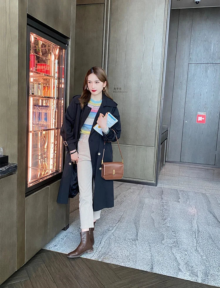 Korean Style Striped Long Sleeve Top - Women's Slim Fit T-Shirt