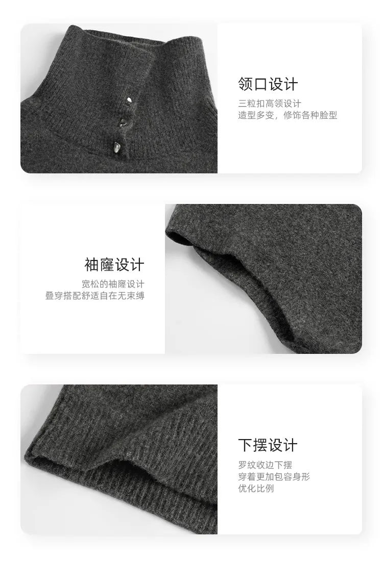 Korean Style Cashmere Turtleneck Vest - Sleeveless Knit Jumper Top