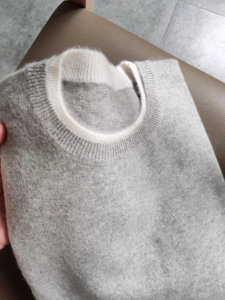 Korean Style Pure Cashmere Jumper - Women's Oversized Knit Sweater