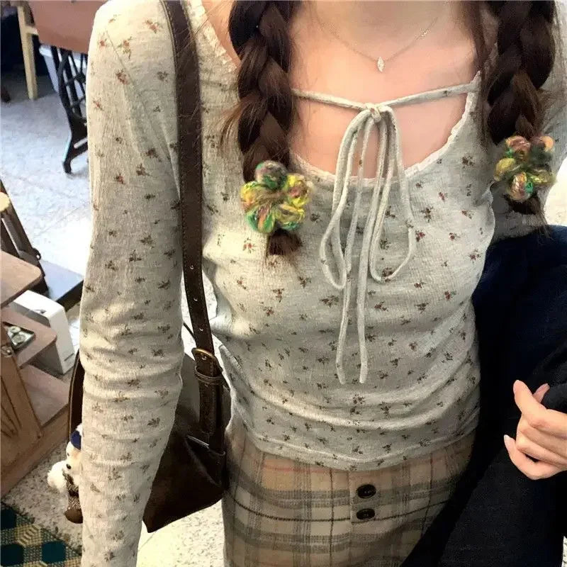 Korean Style Slim Fit Crop Top - Long Sleeve Bodycon Blouse for Women