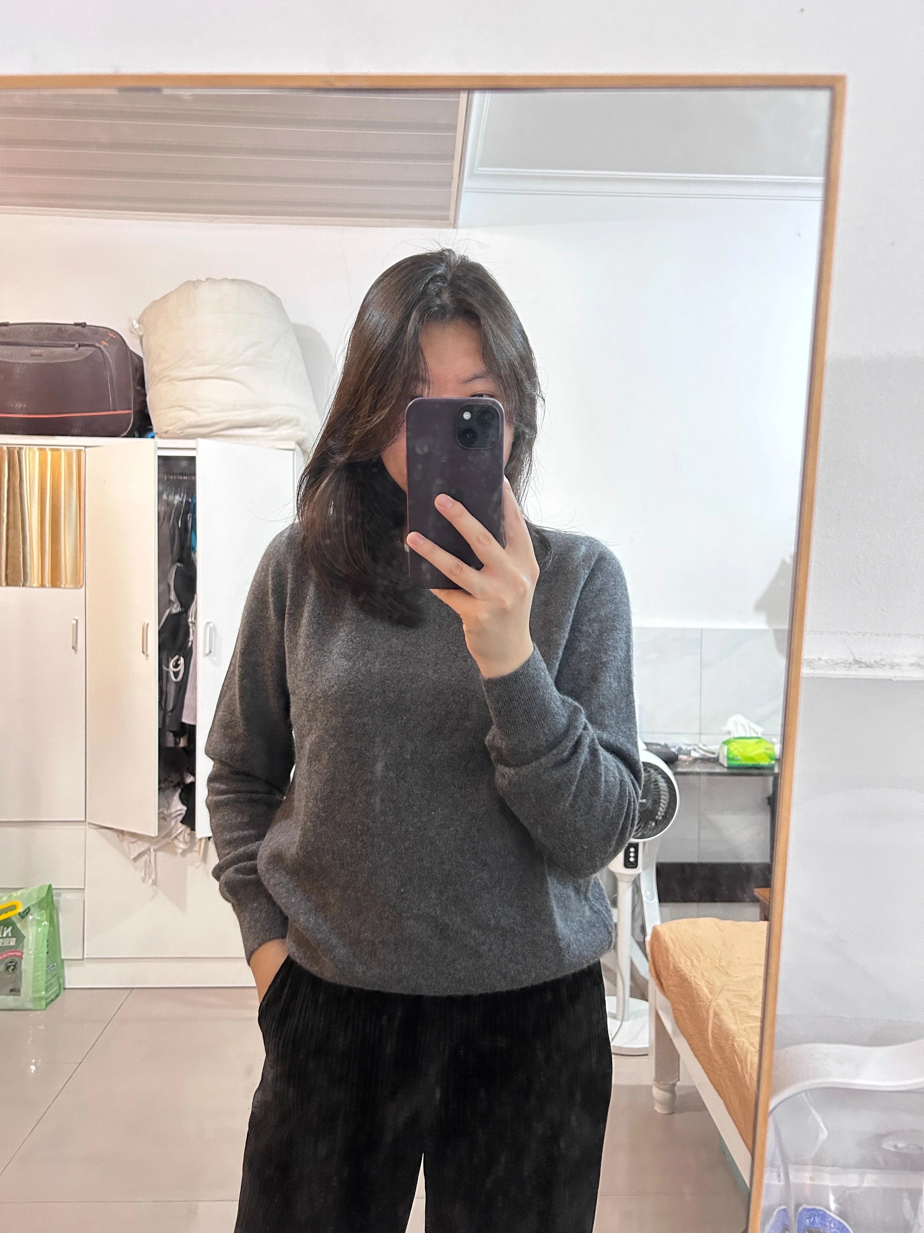 Korean Style Pure Cashmere Jumper - Women's Oversized Knit Sweater