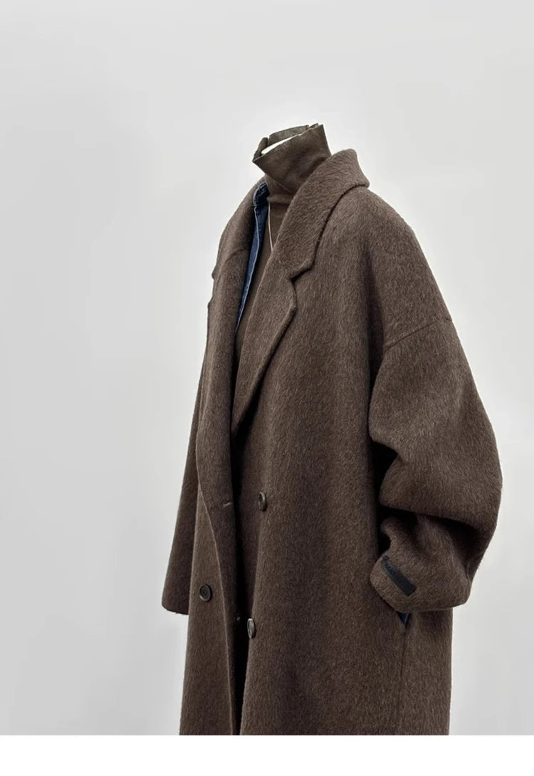 Korean Style Wool Coat - Women's Double-Breasted Mid-Length Winter Jacket