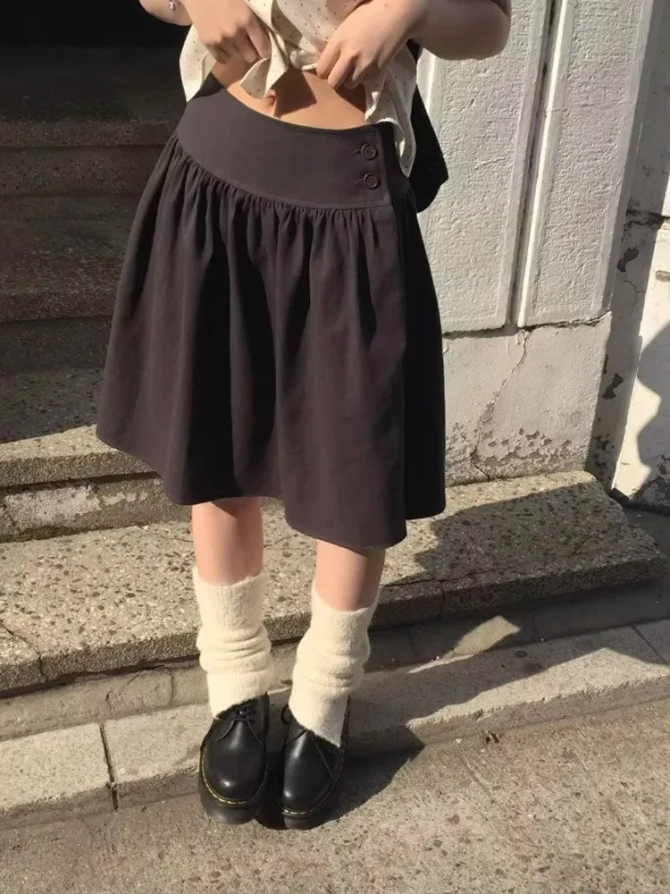 Korean Style High Waist A-Line Skirt - Elegant Mini Skirt for Women