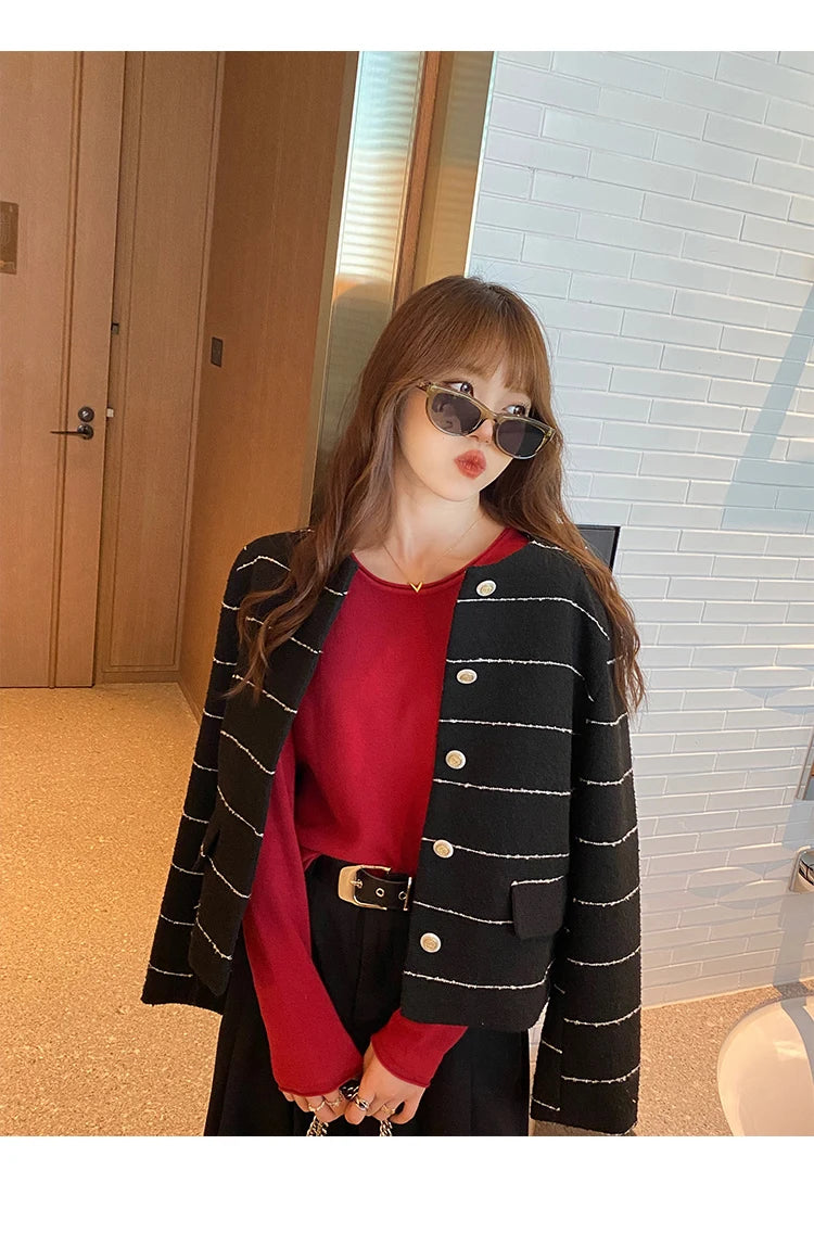 Korean Style Loose Fit Round Neck Sweater - Women's Soft Knit Pullover