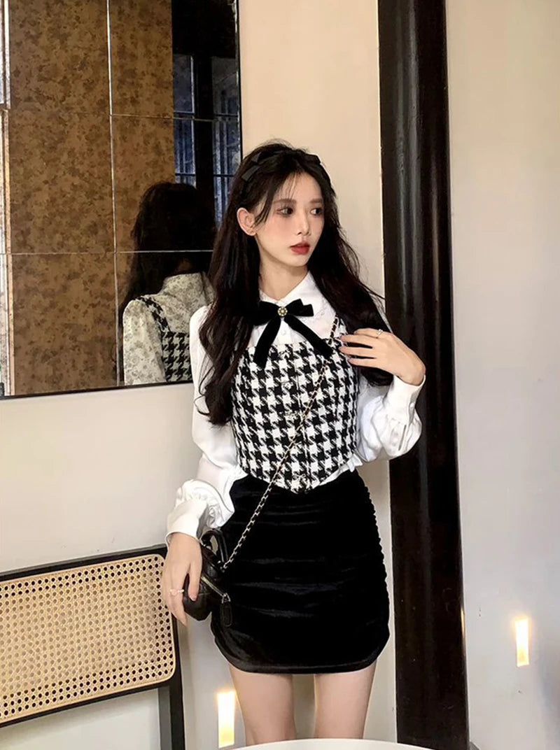 Korean Style White Lace Blouse - Elegant Peter Pan Collar Shirt with Bow Detail