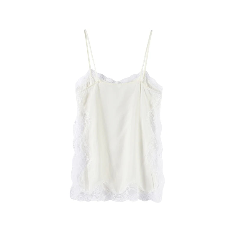 Korean Style Lace Cami Top - Elegant Sleeveless Square Neck Blouse