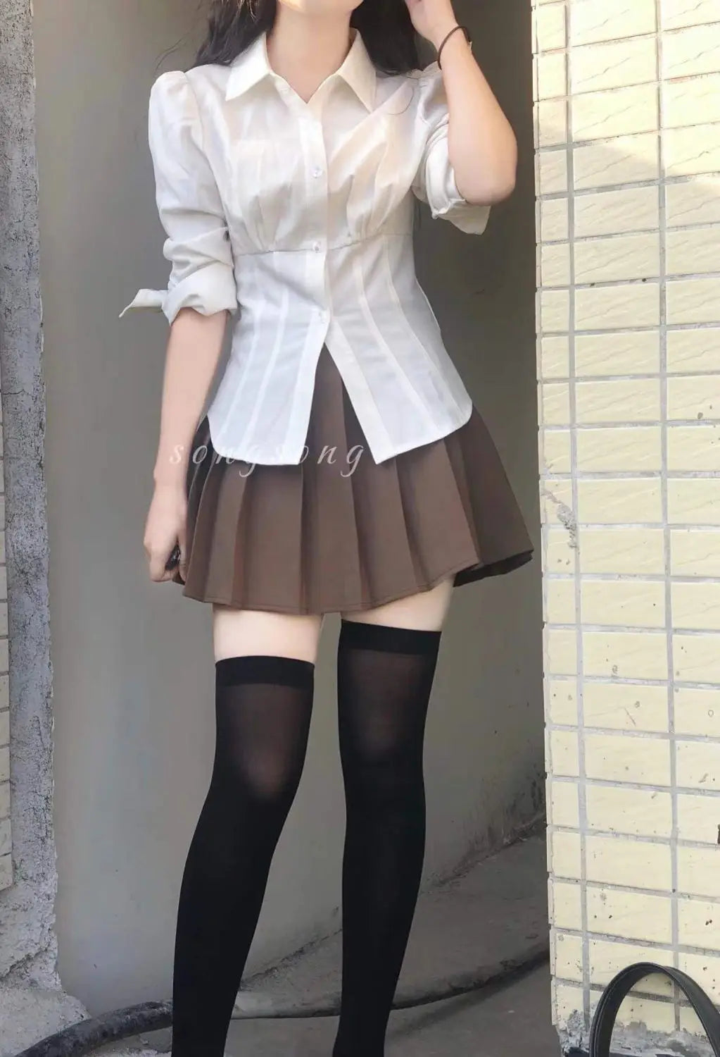 Korean Style White Shirt - Women's Slim Fit Long Sleeve Blouse