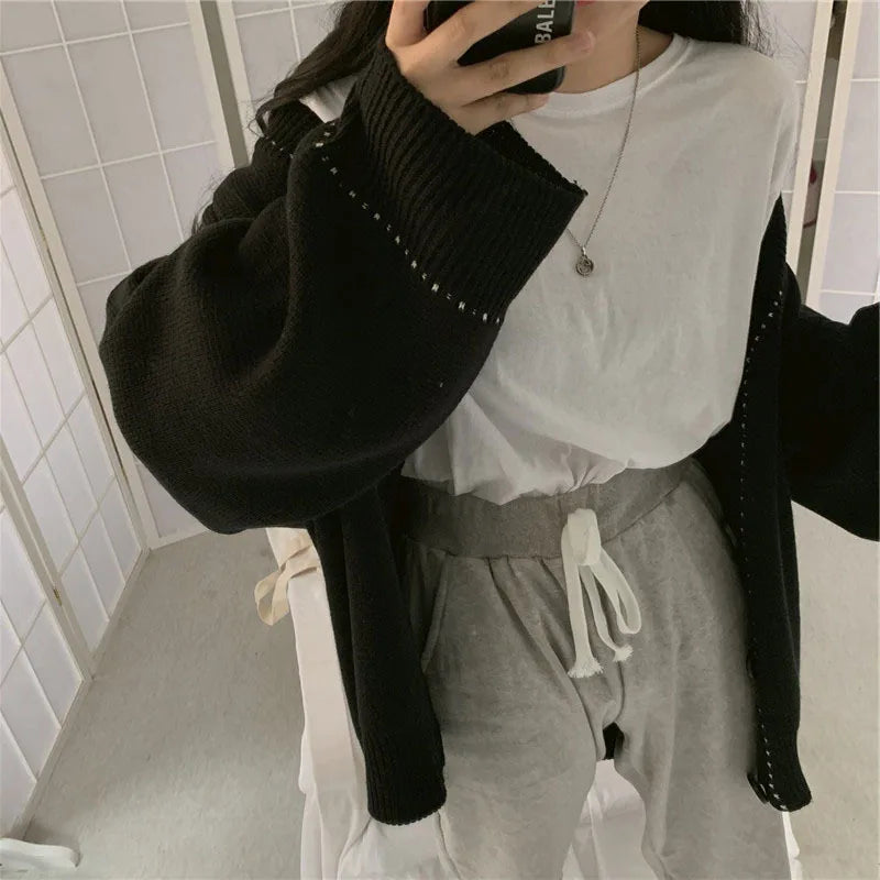 Korean Style Long Sleeve T-Shirt - Women's Loose Fit Basic Top