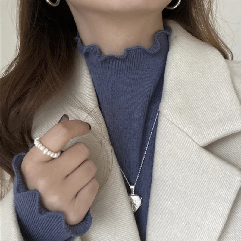 Korean Style Long Sleeve T-Shirt - Women's Casual Crew Neck Top