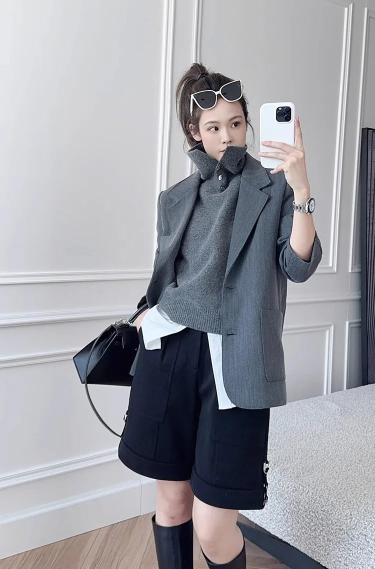 Korean Style Cashmere Turtleneck Vest - Sleeveless Knit Jumper Top